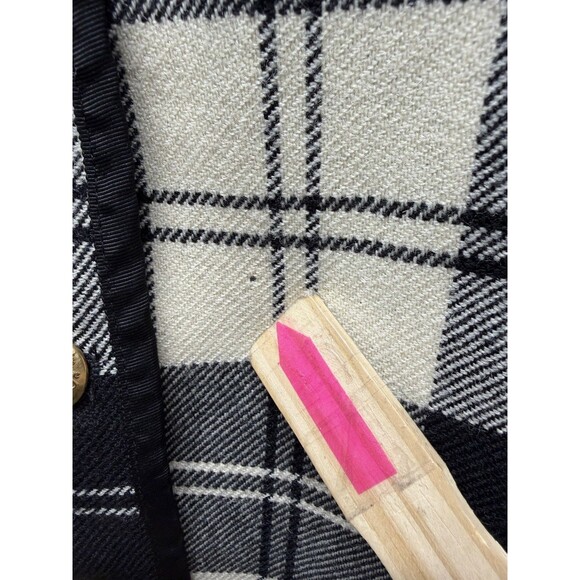 Talbots Vintage Wool Blazer Jacket Gold Pearl Button Boucle Plaid Black USA 12 - Picture 6 of 16